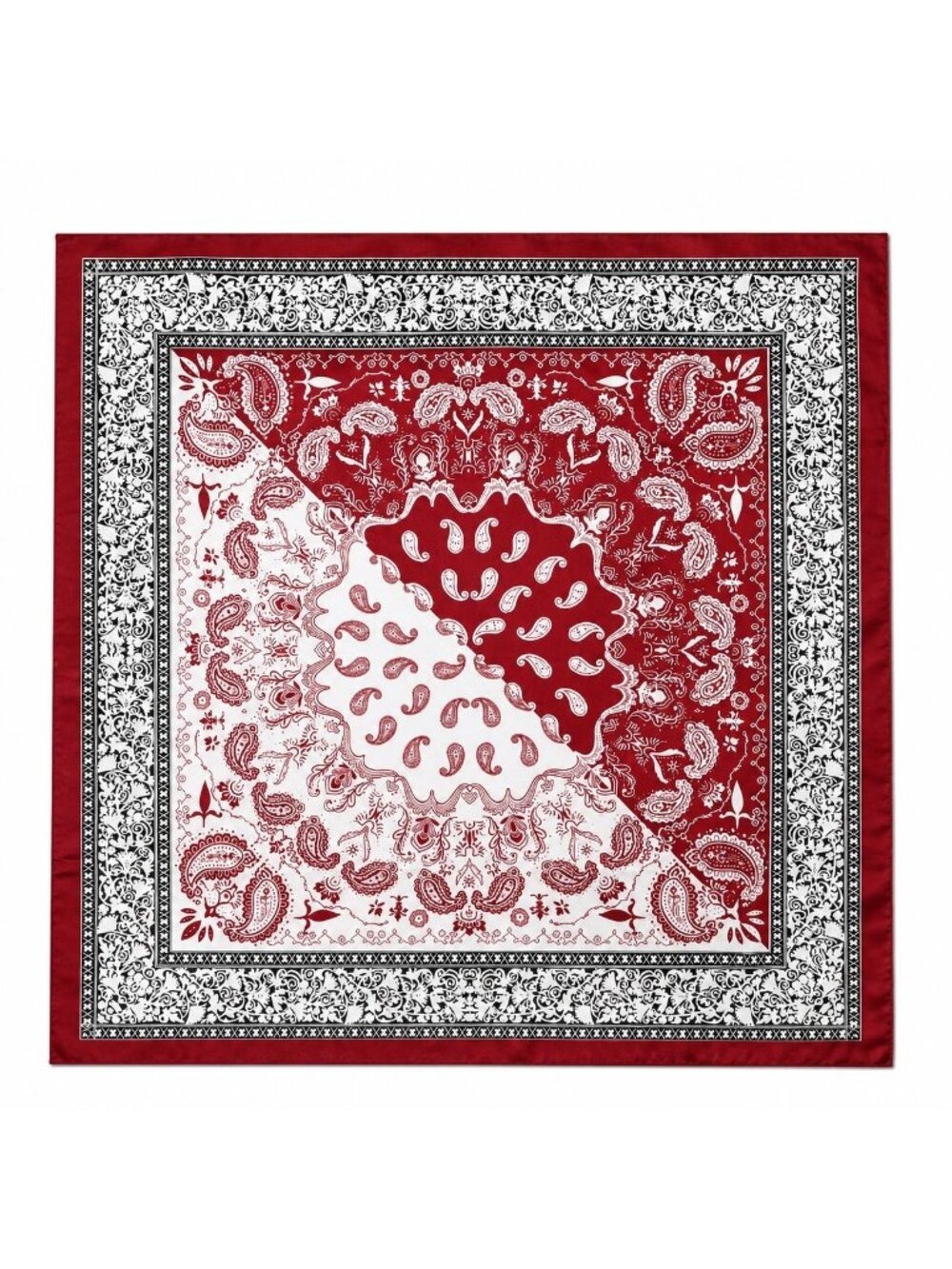 Red White Paisley Satin Scarf 35x35 Western Cowgirl Bandana Neck Hair Scarf